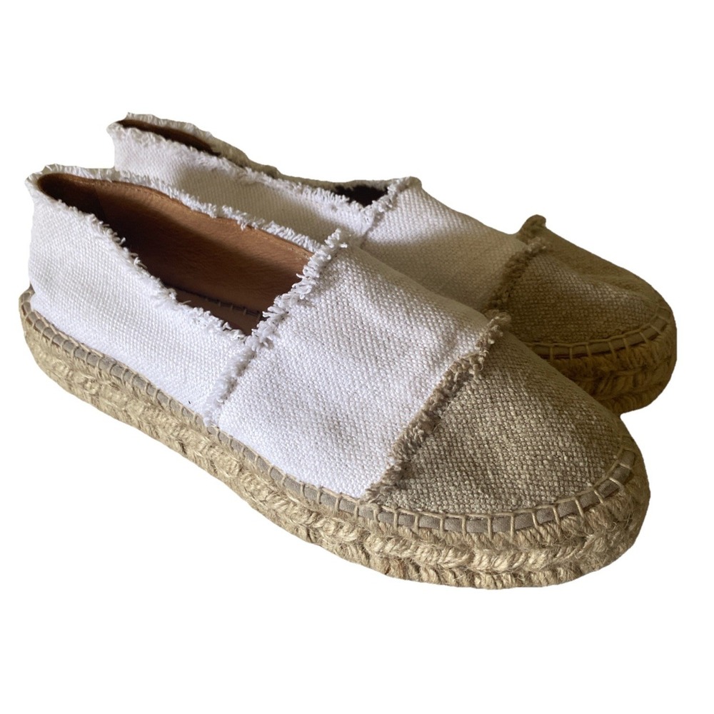 Patricia Green Shoes Maui  Slip On Espadrille Sz 8 Beige & Cream